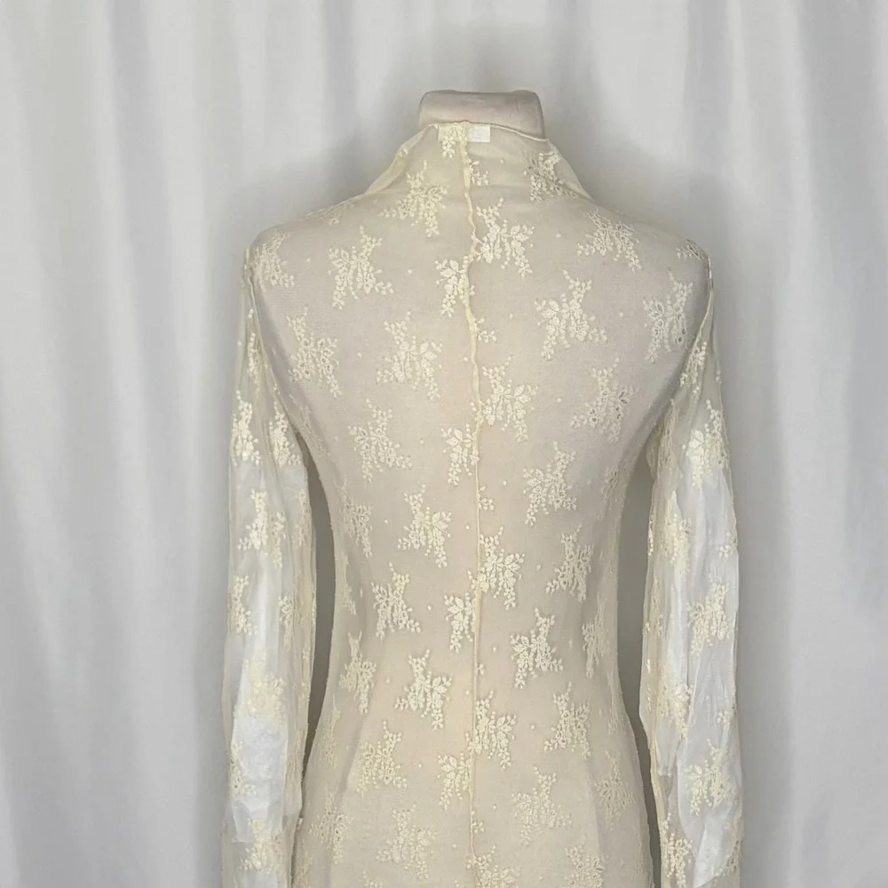 FREE PEOPLE Intimately Lady Lux Layering Top Floral Sheer Mesh Evening Crème L
